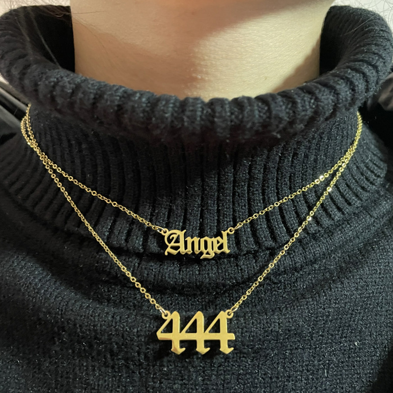Top source stainless steel 000-999 pendant necklace, niche, light , angel, letters and numbers do not fade
