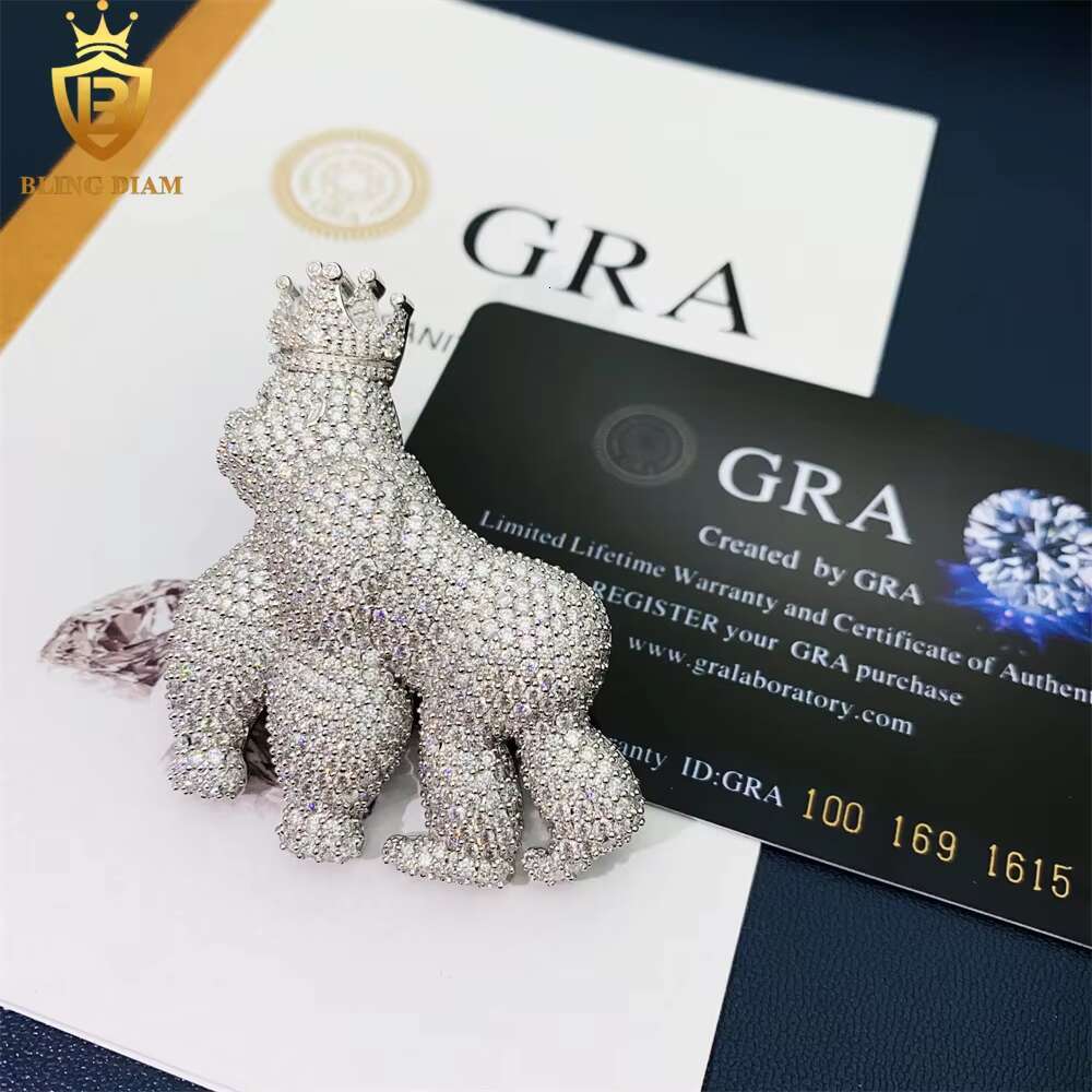 New Custom Hip Hop Necklace 925 Sterling Silver Moissanite Animal Charms Diamond Iced Out Pendant