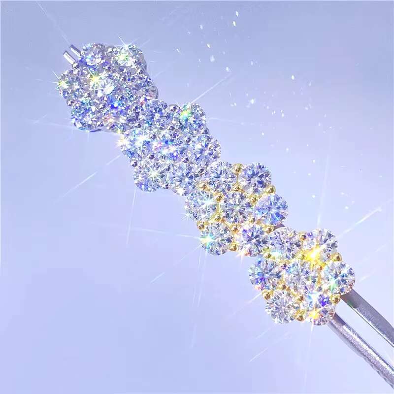 Wholesale Price DEF VVS Moissanite Pointer Flower Cluster Earrings 10K Solid Gold 925 Sterling Silver Men Stud Earrings