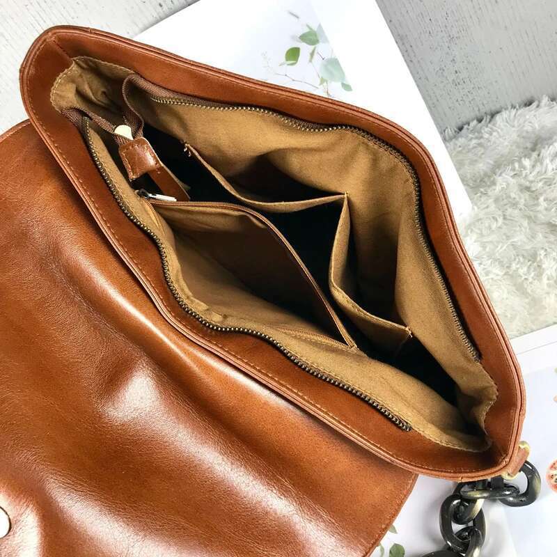Designer Bag New Genuine Leather Bags Vintage Brown Thick Chain Single Shoulder Crossbody With Large Capacity Stray Bag