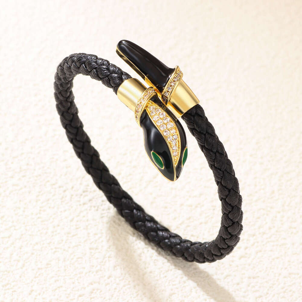 Hot selling new woven open fashionable and exquisite shaped rhinestone snake head bracelet