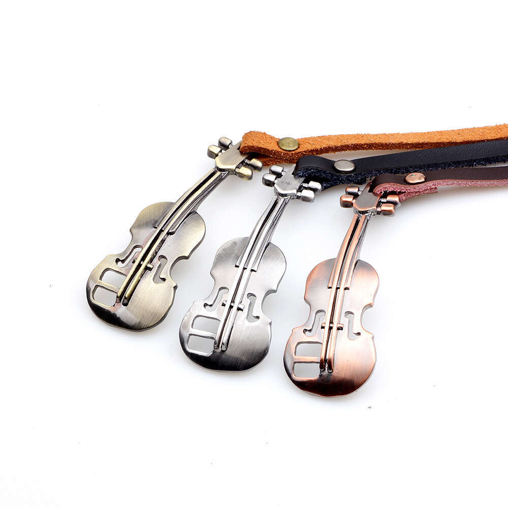 Personalized Fashion Guitar Bronze Accessories Violin Genuine Leather Bracelet Versatile