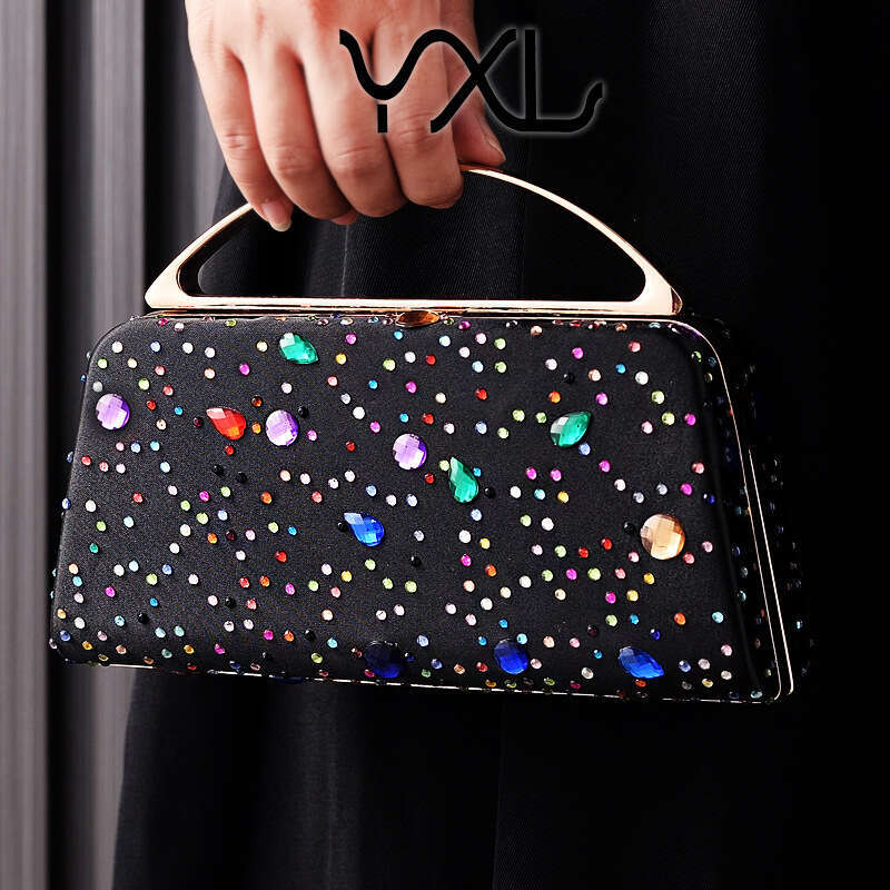 Dinner Bag Fashion Rhinestone Dinner Silk Diamond Decoration Party Hand Held Evening Bag New Style KQ