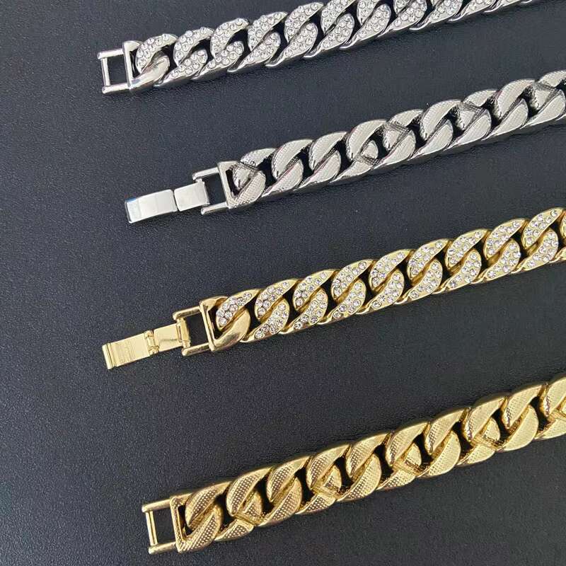 Fashionable Ins Style Cuban Diamonds Chain Hip-Hop Trendy Male Cuban Chain Necklace