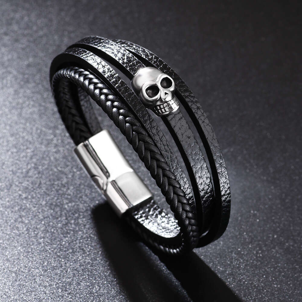 Explosive Punk Style Evil Alloy Magnetic Buckle Skull Head Bracelet
