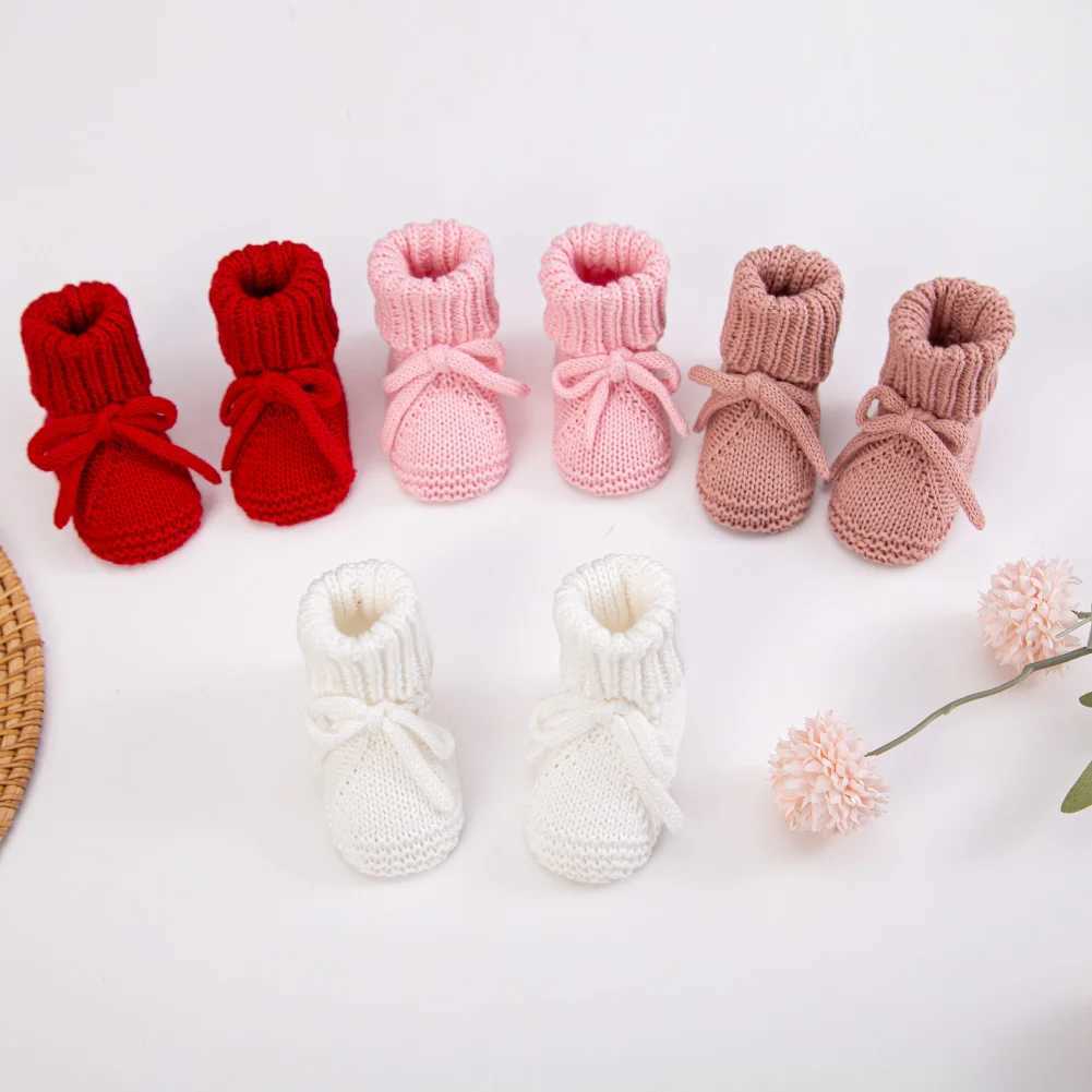 1Pair Newborn Knitted Baby Knee-Length Socks 0-12M Bows Princess Girls Stockings Autumn Winter Handmade Ankle Sock Infant Ch G251124