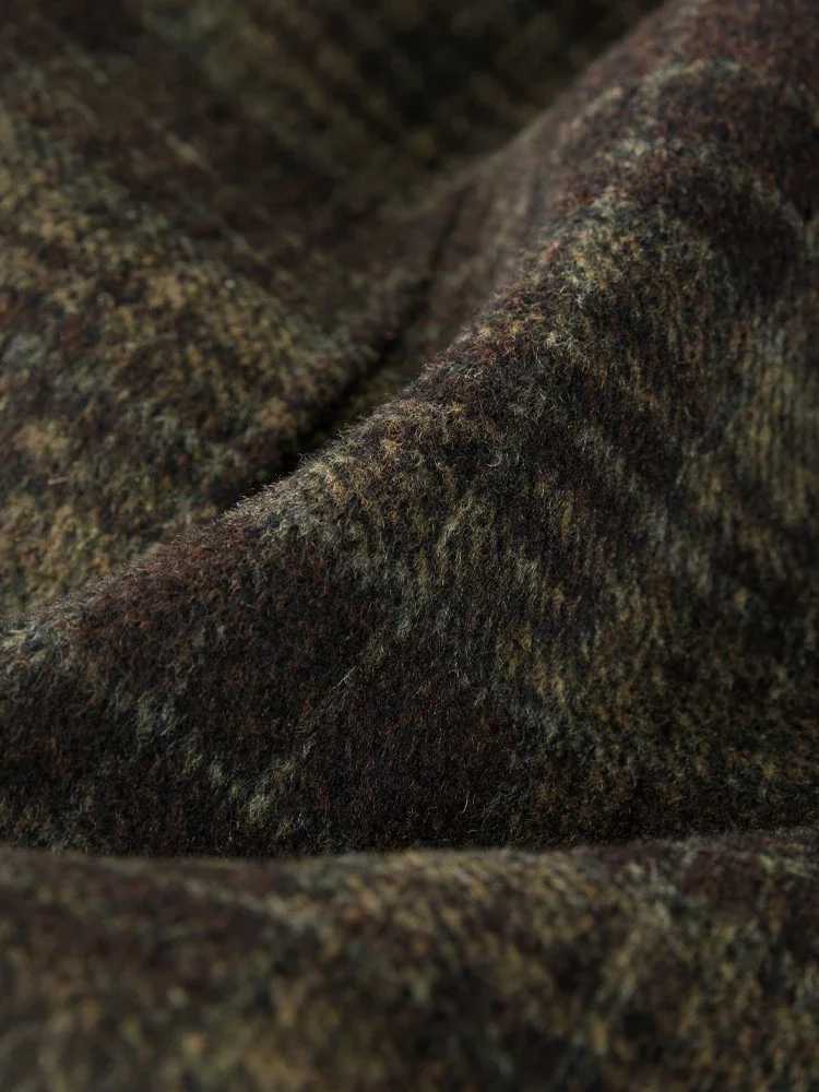 DUSHU 696 Wool Temperament British Style Women Long Plaid Wool Coats Notched Coolar Double Breasted Front Shoulder Female Coat J251124