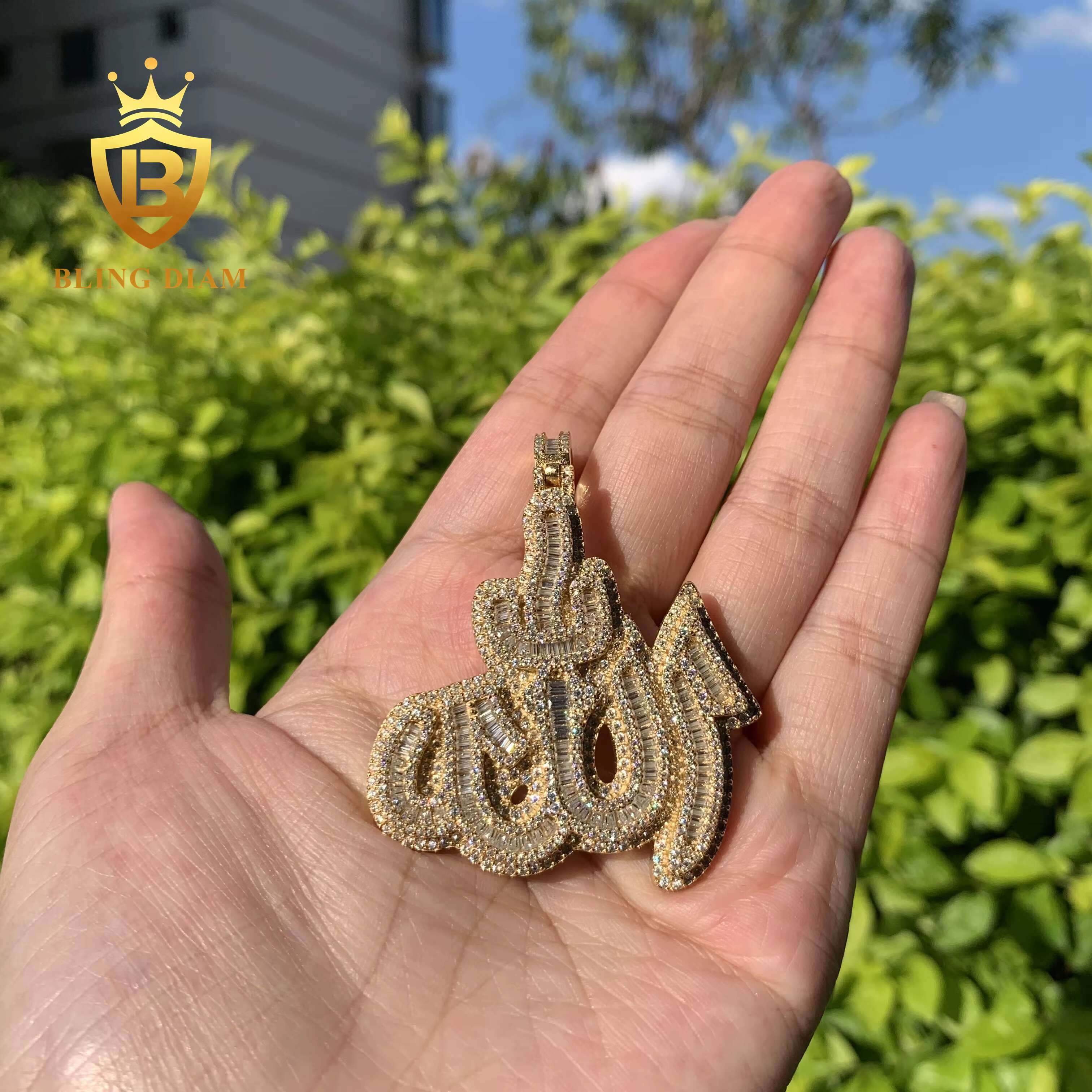 Custom Anchor Pendant Iced Out S925 Moissanite Diamond Initial Pendant Hip Pop Pendant