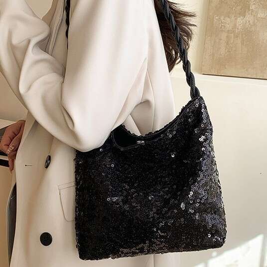 2025 Evening Package Spring New Glitter Decorative Fashion Single Shoulder Underarm Bucket Korean Edition Women's Bag
