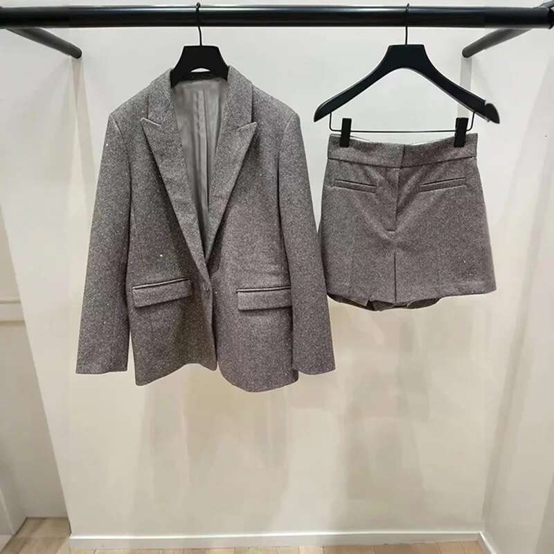 Designer Women's Clothing One-Button For Women, Herringbone Twill Hot Dia Formal Suit + Shorts French Niche 2024 Autumn And Winter
