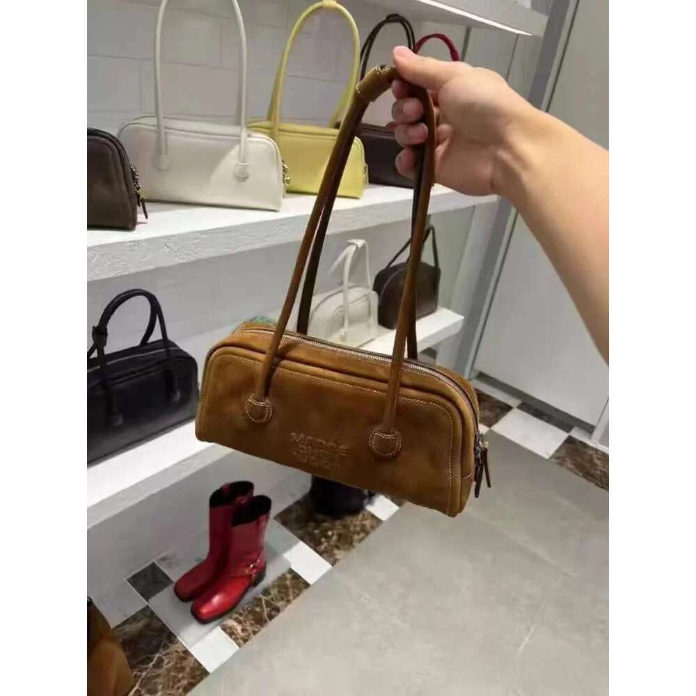 Original Korean Marge Niche Designer Suede Boston Pillow Bag Cross-Body Sherwood Handbag