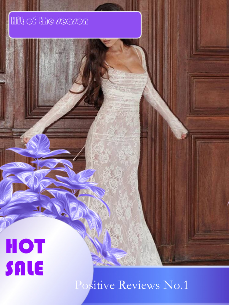 Dongdumaoyi Townlike White Lace Elegant Maxi Long Dress Women Autumn Winter Slim Bodycon Nightclub Sexy Party Dresses Vestidos