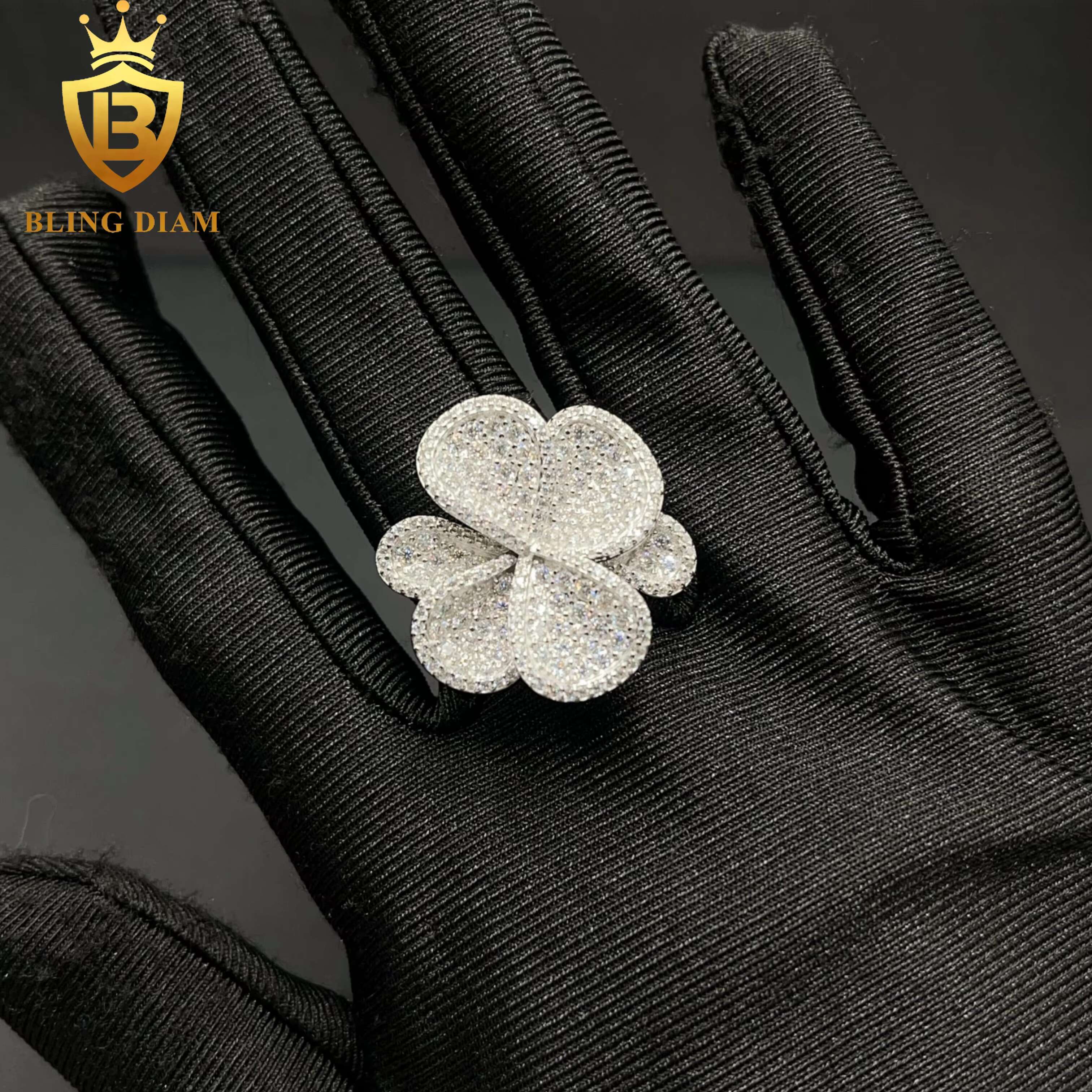 Hot Sale Low Price Fine Jewelry 925 Sterling Silver VVS Moissanite Diamond Flower Rings Gift Wedding