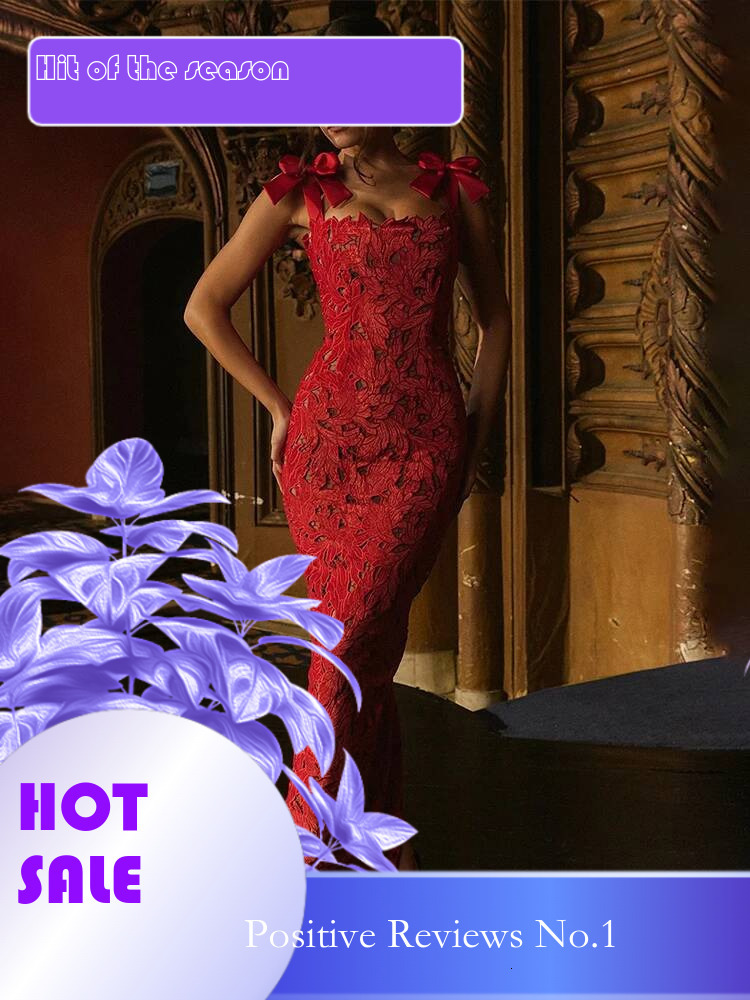 Dongdumaoyi Townlike Hollow Out Slim Bodycon Christmas Dress Women Summer Bow Embroidery Maxi Long Sexy Party Dresses