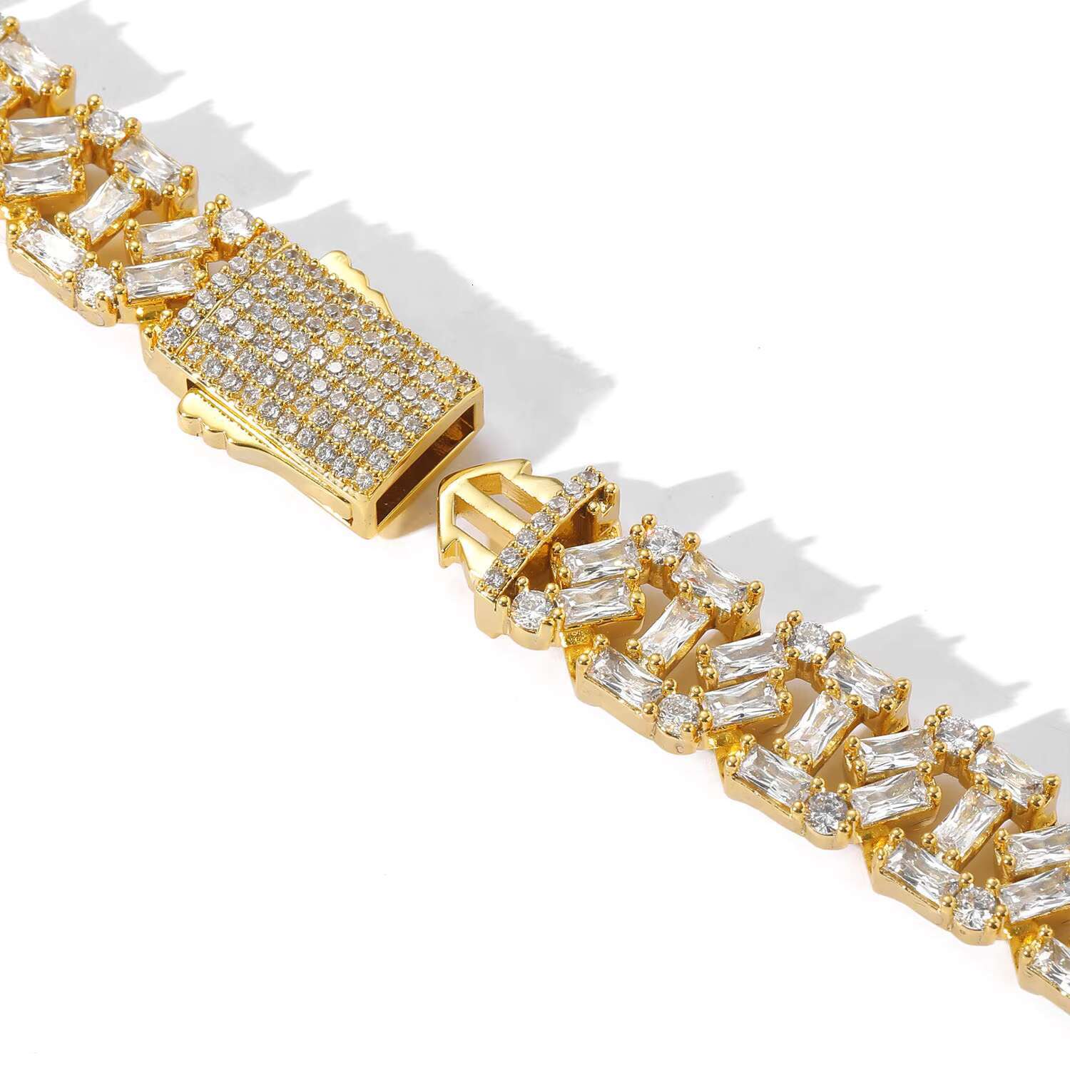 Wholesale Hip Hop 13MM Iced Out Cuban Chain 5A Cubic Zirconia Stone Brass Bracelet Necklace Men and Women
