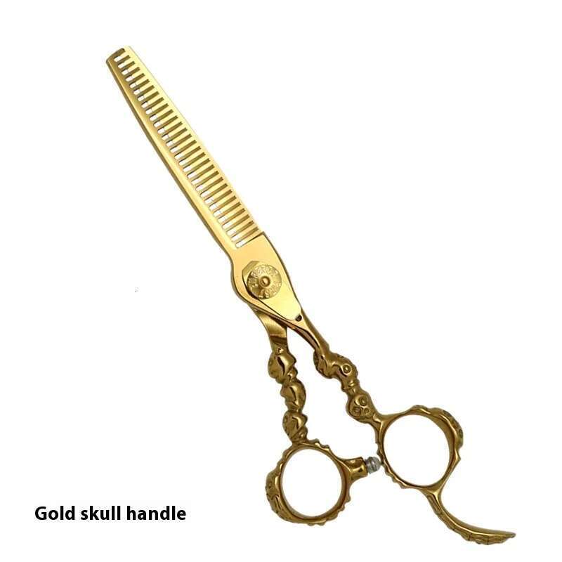 6.0Inch440CSteel Golden Hair Straight Snips Thin Thinning Hairdressing Scissors