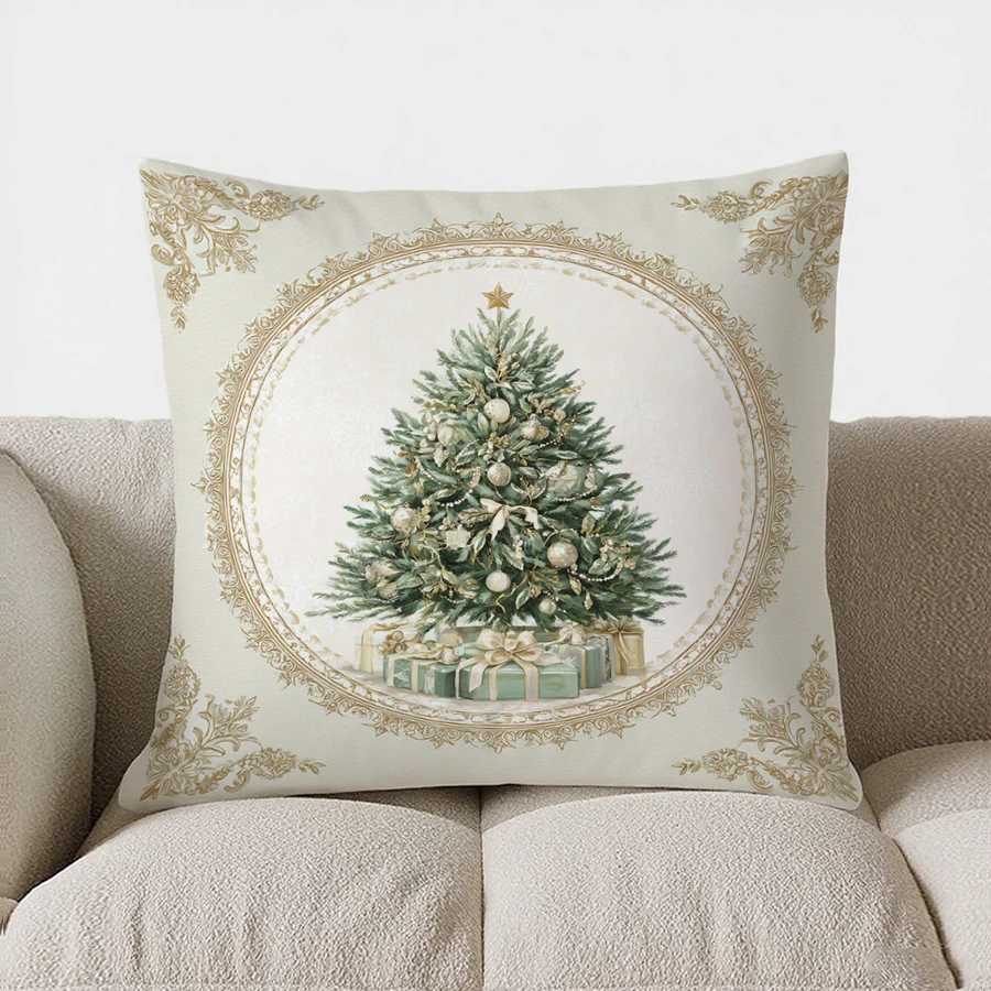 Christmas Tree With Gifts throw pillow cover with short plush print for living room sofa decoration cushion cover pillow covers G251124