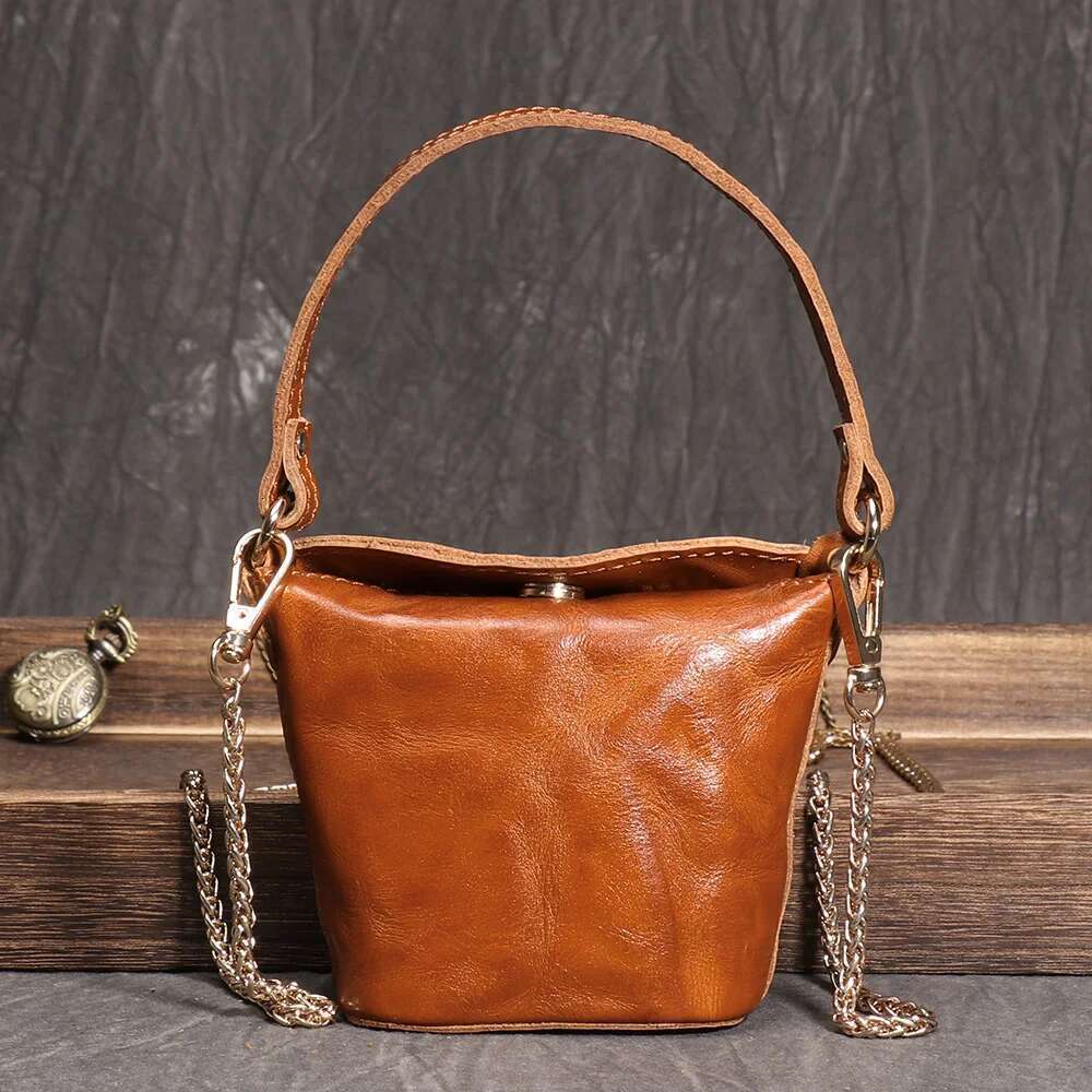 Designer Bag 2025 LUOKIR Genuine Leather Women's Chain Crossbody Vintage Handheld Shoulder Headphone Bag Top Layer Cowhide Coin Purse Luxury Bag