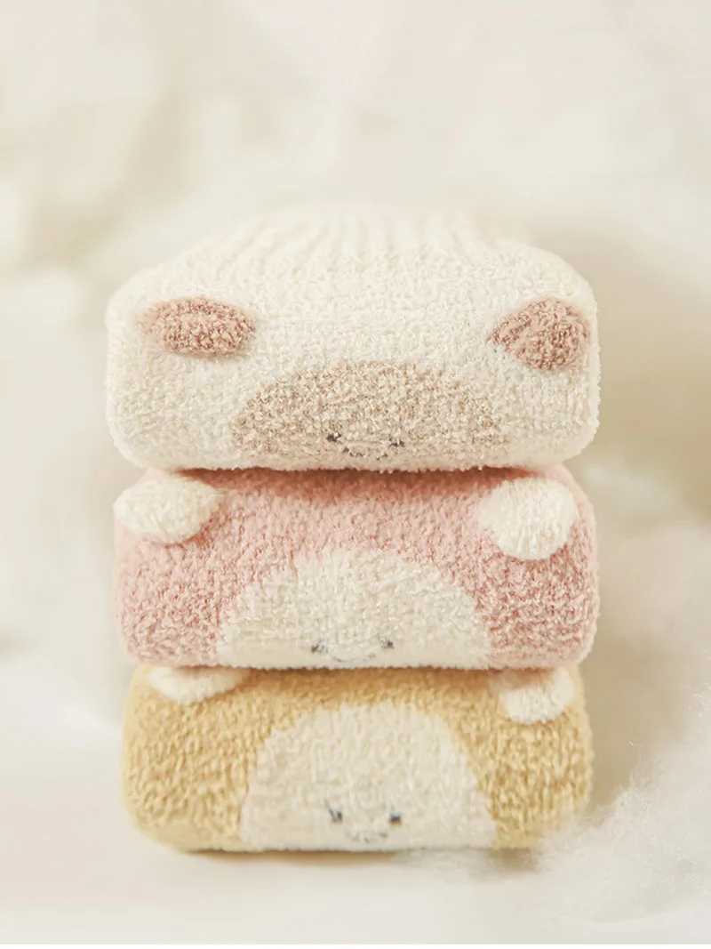 3 Pairs ALOt Winter CHIldren In Tube SOCKS 0-5T Fleece Padded Kids Floor SOCKS Animal Toddler Boys Non-slip SOCKS G251124
