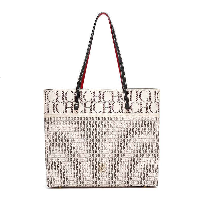 CHCH Handbag Spring New Coffee Dice Mother Print Flower Tray Special Simple Women's Large Capacity Shopping Bag