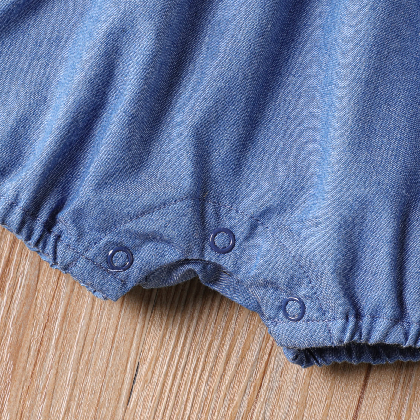 PatPat Baby Girl Ruffled Button Design Sleeveless Denim Rompers