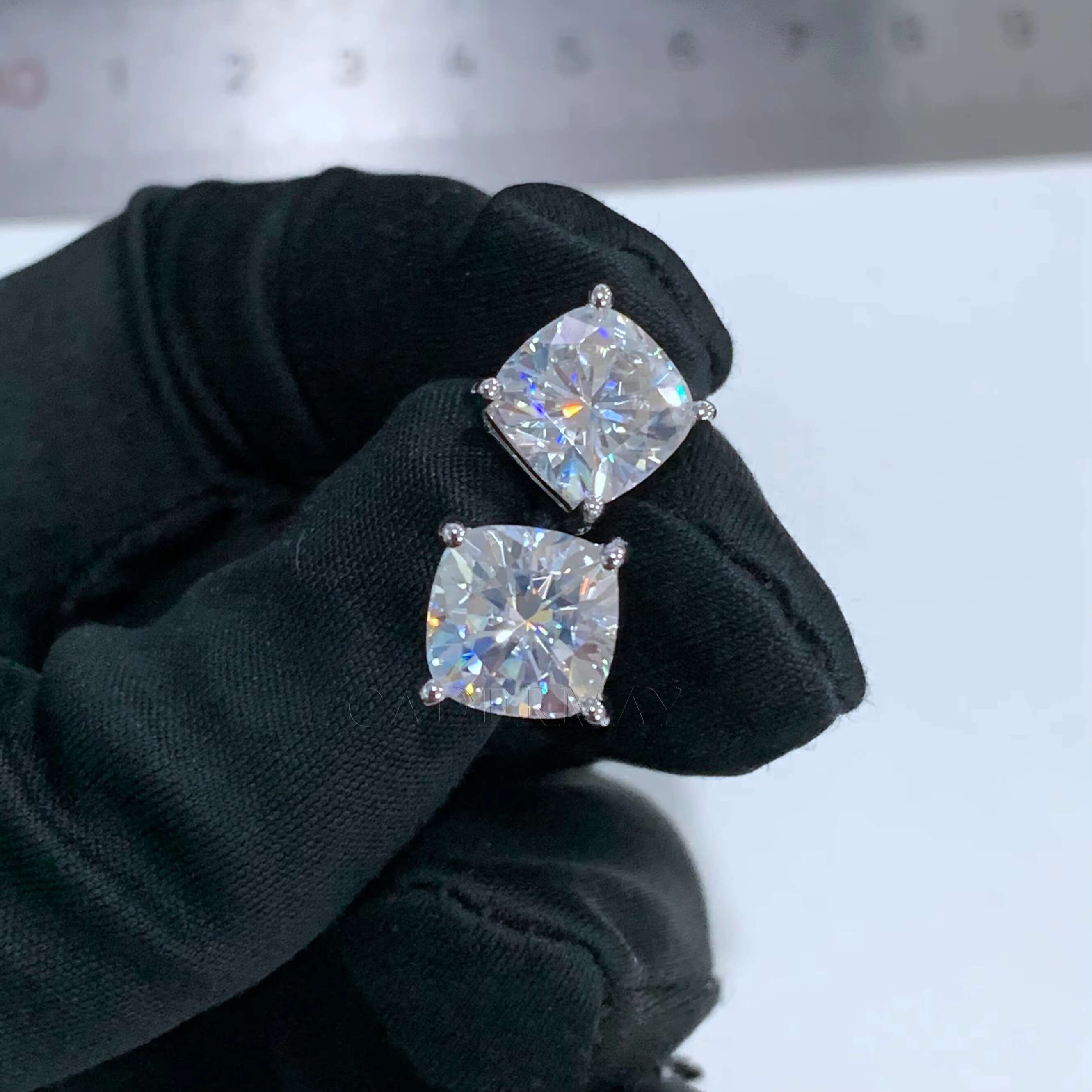 Classic Cushion Cut Moissanite Earrings 3ct Moissanite Diamond 4 Prongs Earrings Synthesis Moissanite Solitaire Stud