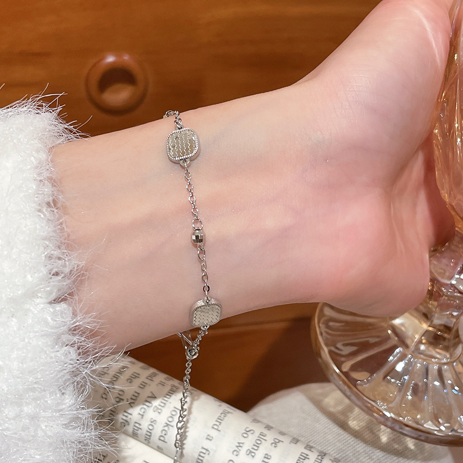 European and American Cross-Border Glossy Square Plain Silver Fashion Simple Versatile Elegant Bracelet Niche Design Sense Jewelry for Women - view 4