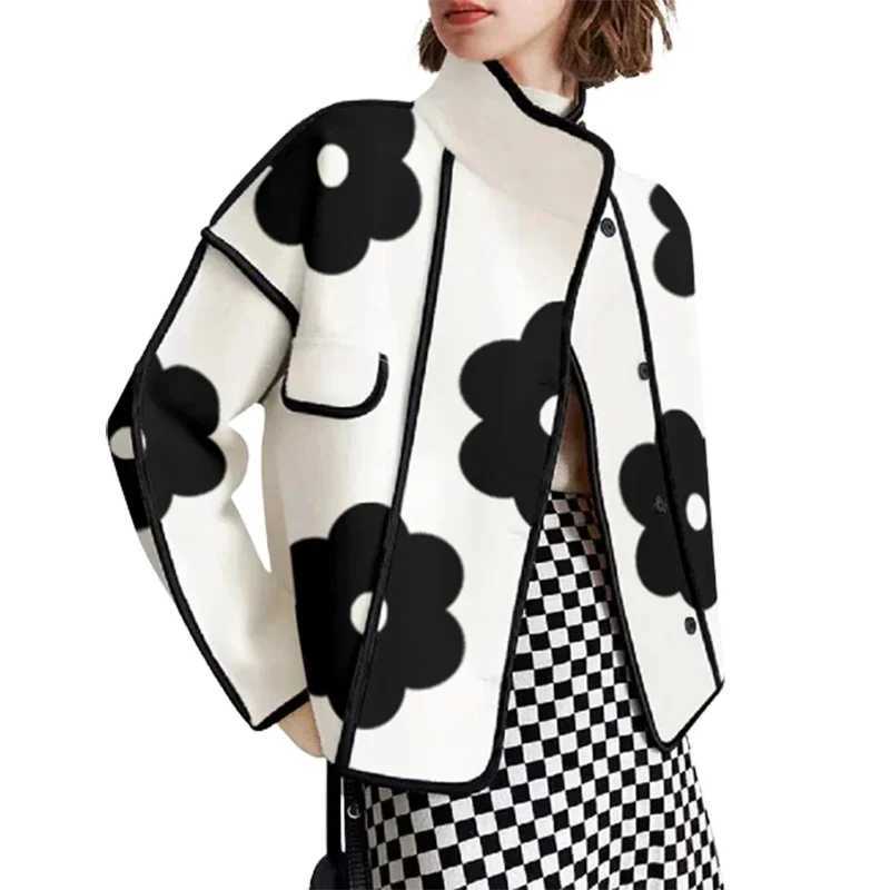 Spring Long Sleeve Button Stand Collar Thin Coats Outerwears Elegant Flower Print Women Jackets For Women J251124