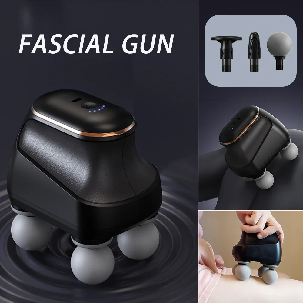 Portable Fascia Gun Muscle Massager Gun Four-head High Frequency Neck Shoulder Waist Massage Machine Professional Fascia Massage 250424