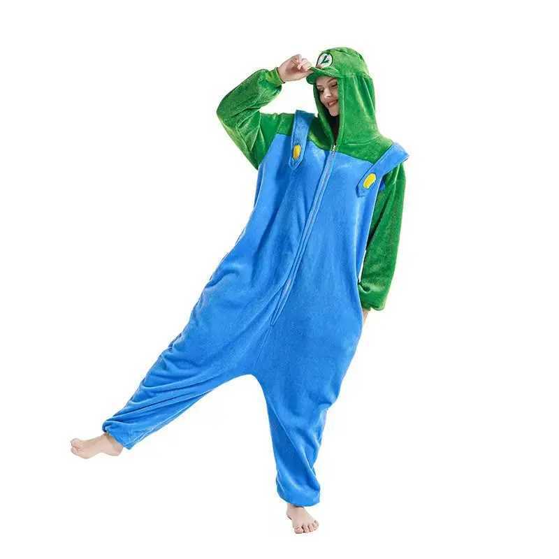 Anime Brothers Cartoon Game Cosplay Costume Anime Figure Luigi One-piece Pajamas Kawaii Cartoon Sleepwear Halloween Cos Clothes L251122FIG0