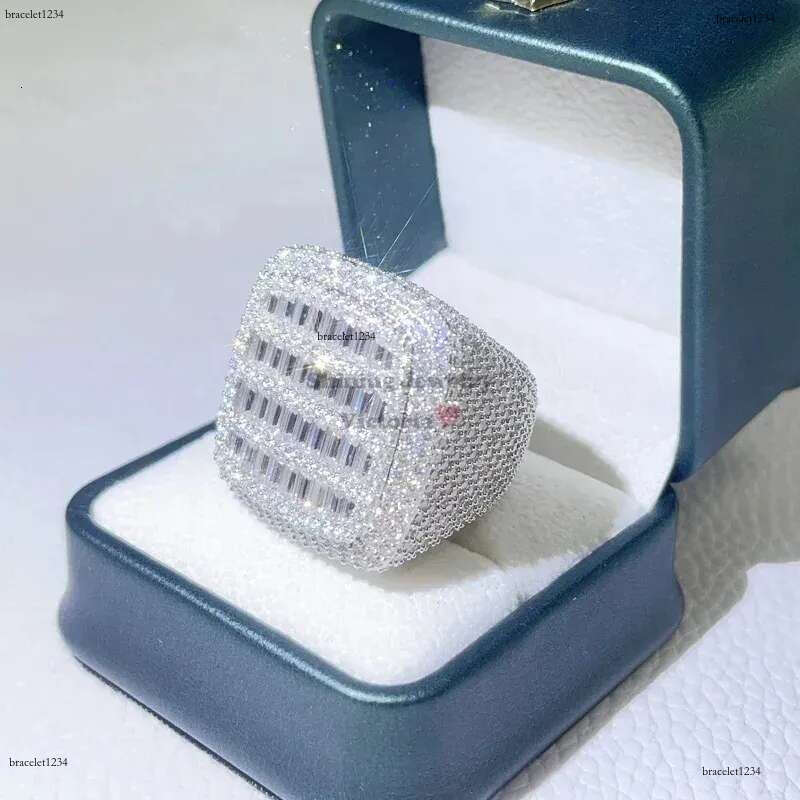 Wedding Rings Iced Out Ring for Men Real Gold Plated Prong Setting Copper CZ Stones Hip Hop Fashion Jewelry Trend 231025