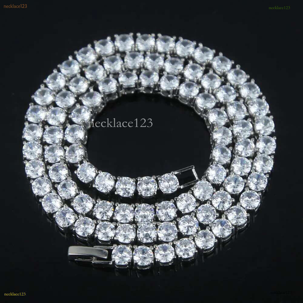 Real sterg sier Hip Hop Moissanite Jewelry Iced Out VVS1 D Color Mossanite Dia Necklace 4mm Tennis Gold chain for Women Men
