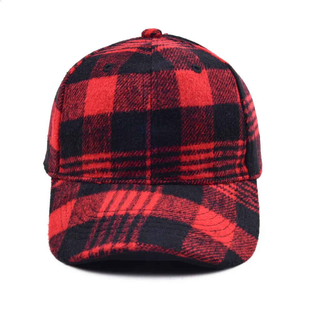 Winter Fleece Plaid Baseball Caps For Women Casual Outdoor Keep Warm Adjustable Hat Boys And Girls Hip Hop Bone Gorras 250321