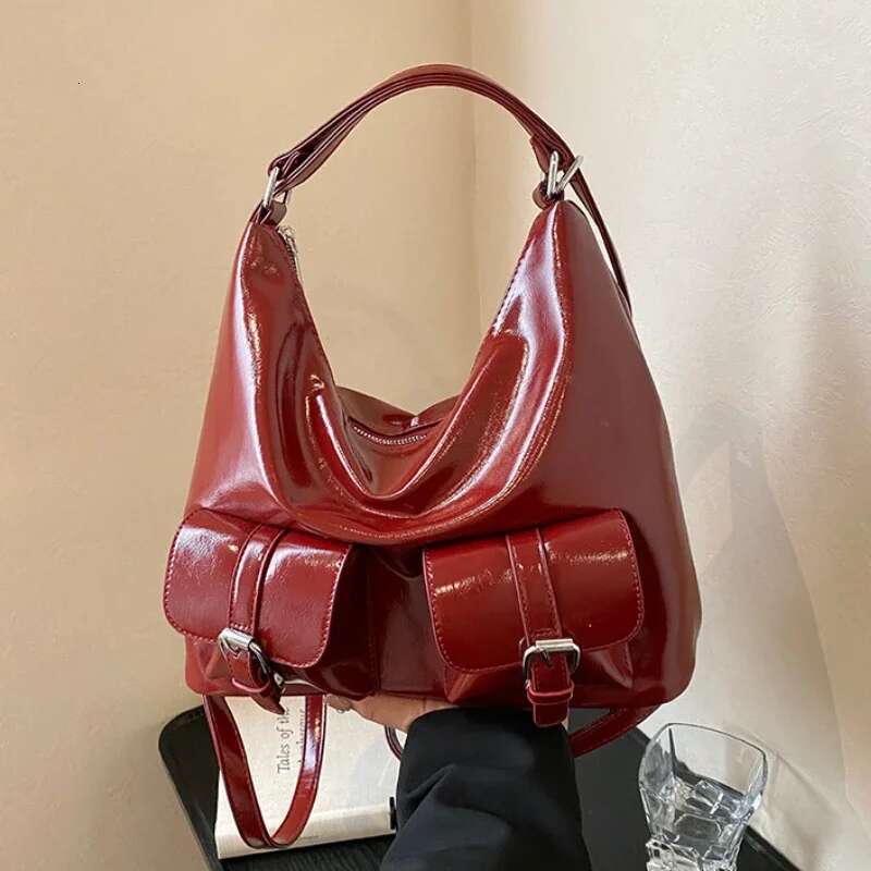 Fashion Pu Women's Backpacks Large Capacity Multiple Pockets Shoulder Underarm Bag Y2k New Maillard Style Ladies Travel Handbags