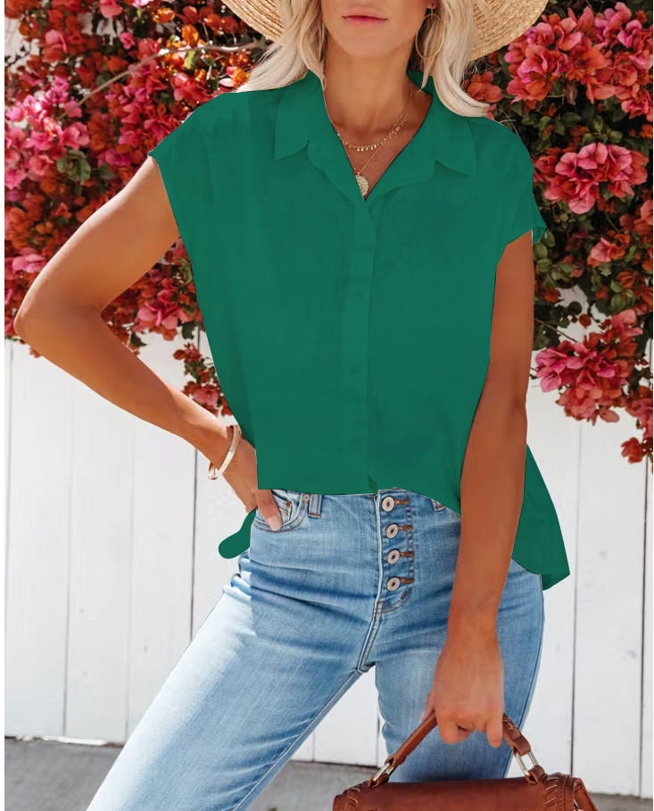 Womens shirt womens wear 2022 new top sleeveless V-neck solid womens shirt