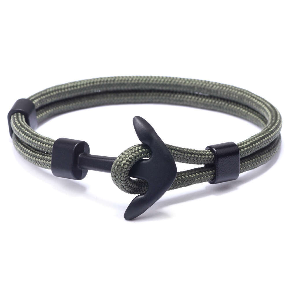 Chino Hot selling Alloy Anchor Men's Polyester Rope Navy Style Spliced Colored Bracelet