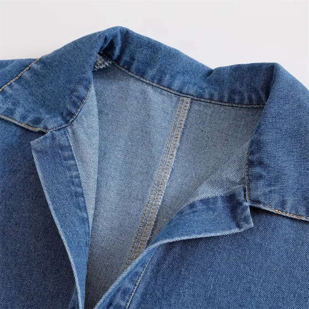 Designer Clothes Pb&Za Early Autumn New Women's Fashion Solid Color V-Neck Loose Denim Pullover Top High Waist Trousers Set
