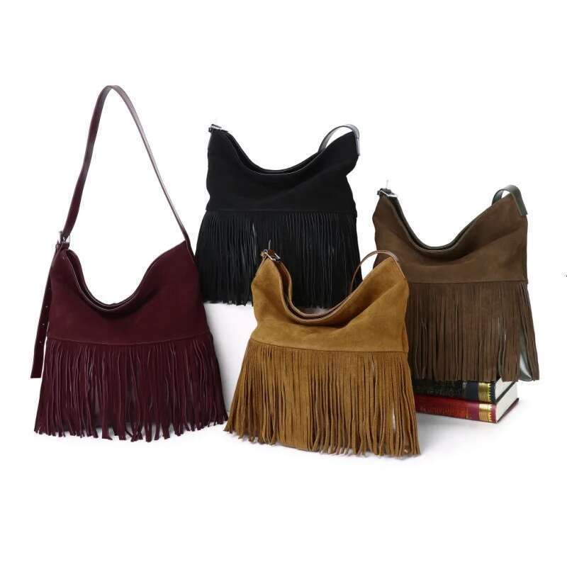 Designer Bag New Genuine Leather Frosted Anti Veet Tassel Bucket Bag, Fashionable Handbag Shoulder Crossbody Bag For Women