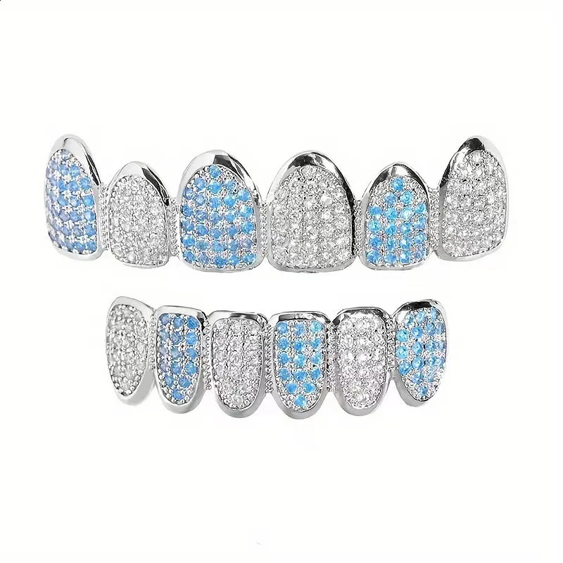 Halloween Cool Full Zircon Teeth Decoration 6 Pointed Teeth Zircon Hip Hop Teeth Decoration Neutral False Teeth 250327