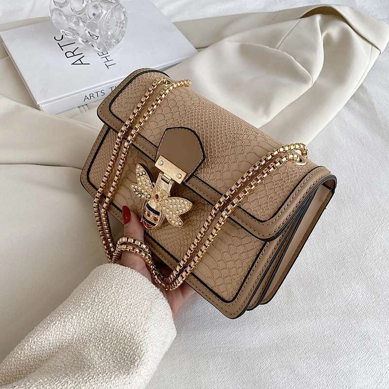Luxury Designer Bee PU Leather Crossbody Bags For Women Chains Shoulder Messenger Bag Female Ladies Satchels Sling Handbags Designer