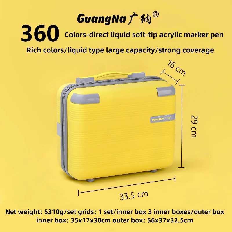 GUANGNA 360 Colors Direct Liquid Acrylic Paint Pens Markers Brush Tip Paint Markers for Rock Wood Canvas Christmas Gift DIY G251124