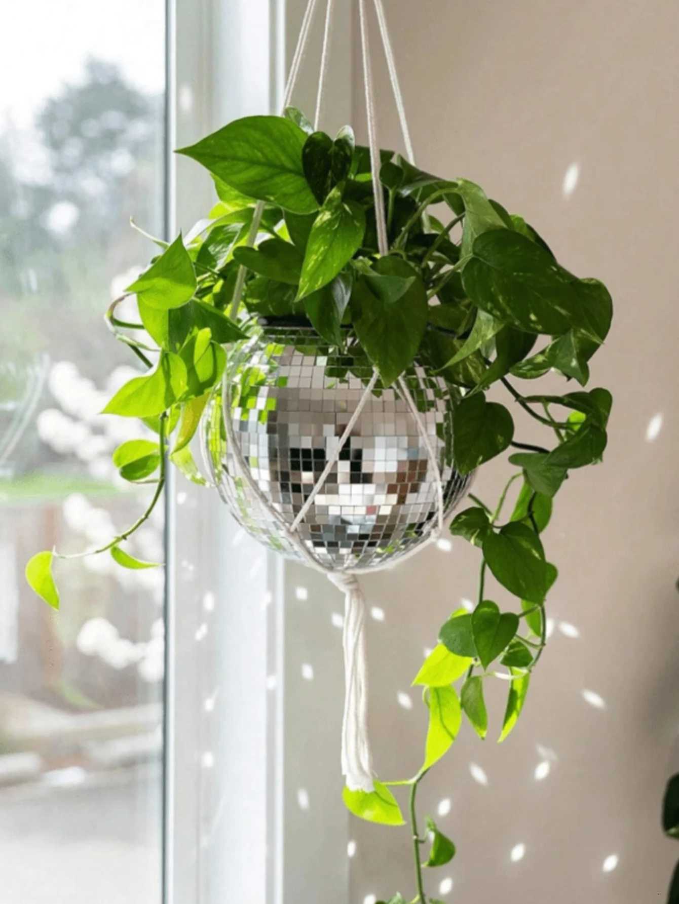 1pc Round Glass Vase Living Room Ornament Shop Atmosphere Decoration Room Pendant Crafts C251124