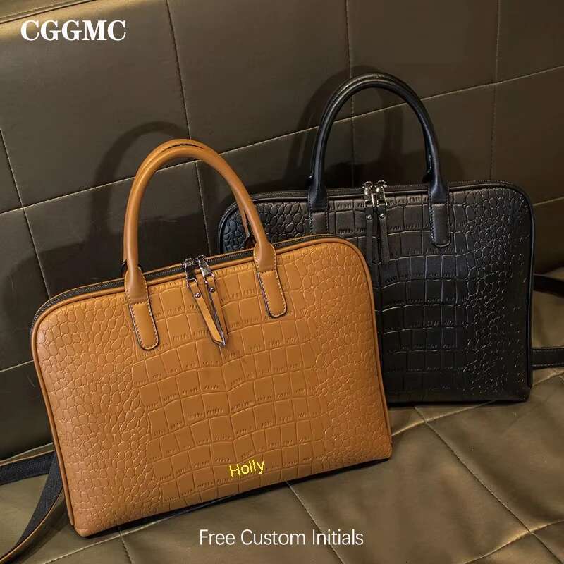 Customized Letters Business Briefcase Handbag Suitable For 13/14/15 Inch Laptop Insurance Document Shoulder Diagonal Bag