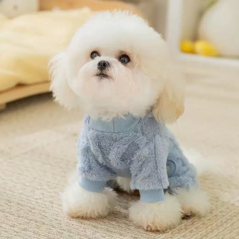 T00051Autumn and winter small dog four-legged clothes with traction Teddy Bichon Schnauzer pet small dog special cloth label