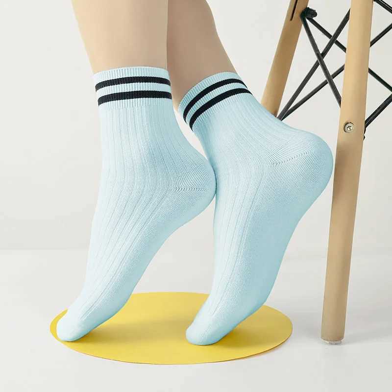 Kids Boys Girls Cotton Socks - Seamless Double Needle Ribbed 2-Stripe Teens Students All Season School Home Sports Socks G251124