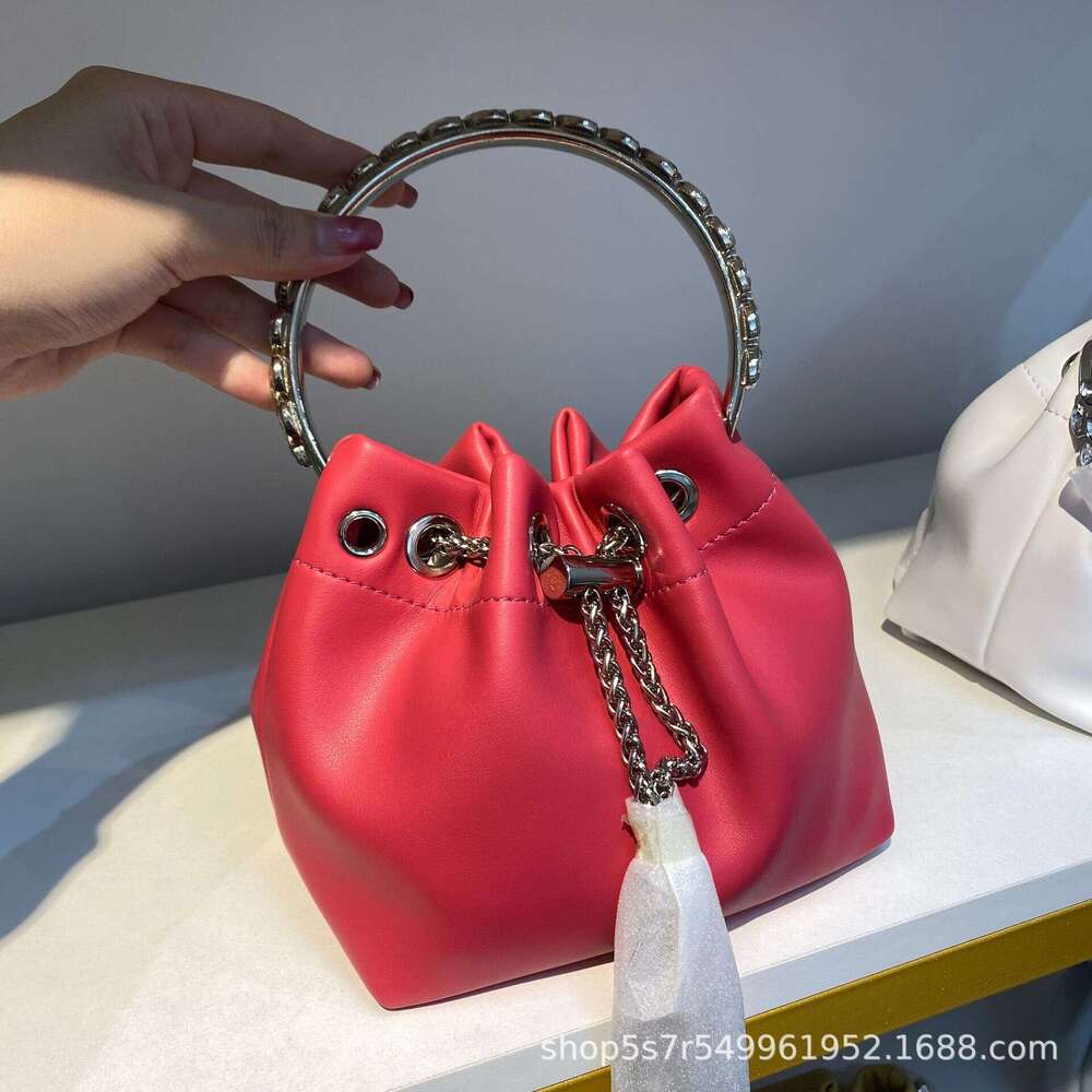 Designer Bag Diamond Studded Snake Bone Chain Wheat Ear Drawstring Small Water Bucket Tassel Hand Held Crossbody Single Shoulder Luxurious Banquet Lea