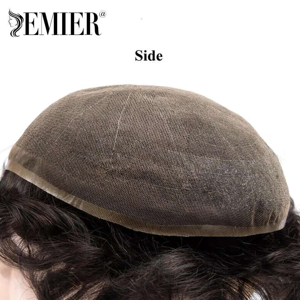 New Full Toupee French Lace Base Human Hair Systems Men's Breathable Male Capillary Prothesis Natural Wig For Men