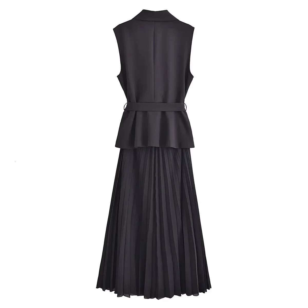 Corset Pleated Vests Long For Women 2025 Sleeveless Office Party Dress Ruched Midi Evening Dresses