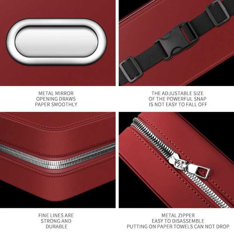 Car Leather Tissue Box With A Simple And High-End Feel Car Seat Back Armrest Box Multi-Functional Hanging Tissue Storage BoxM251124