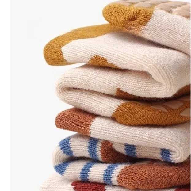 0-5 Years Winter Thick Terry Kids Socks Anti-Slip Warm Print Penguin Toddler Baby Floor Socks for Boys And Girls G251124